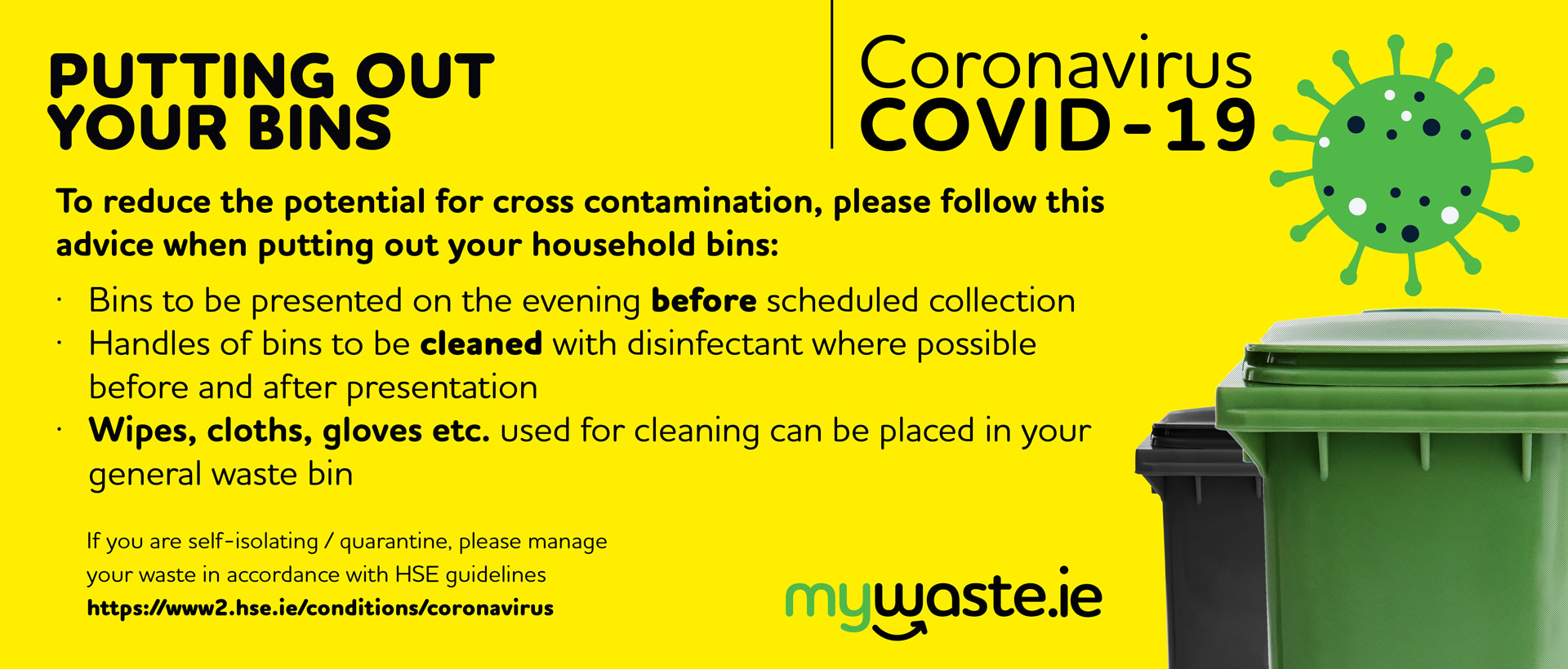 instructions for putting out bins in relation to Coronavirus COVID-19